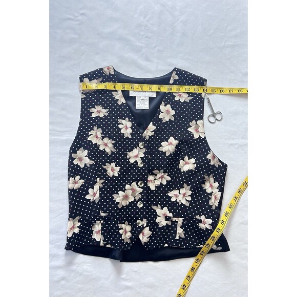 Jones New York Womens Size 10 Rayon Floral Polka dot Vest - Picture 3 of 9